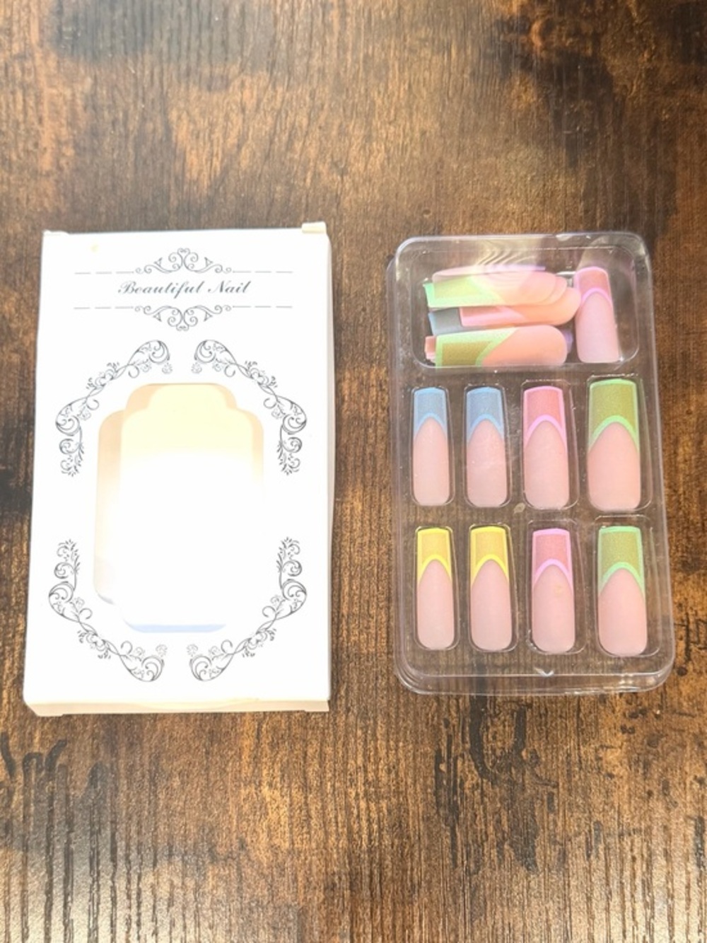Pastel French Tip Press-On Nails - Multicolor